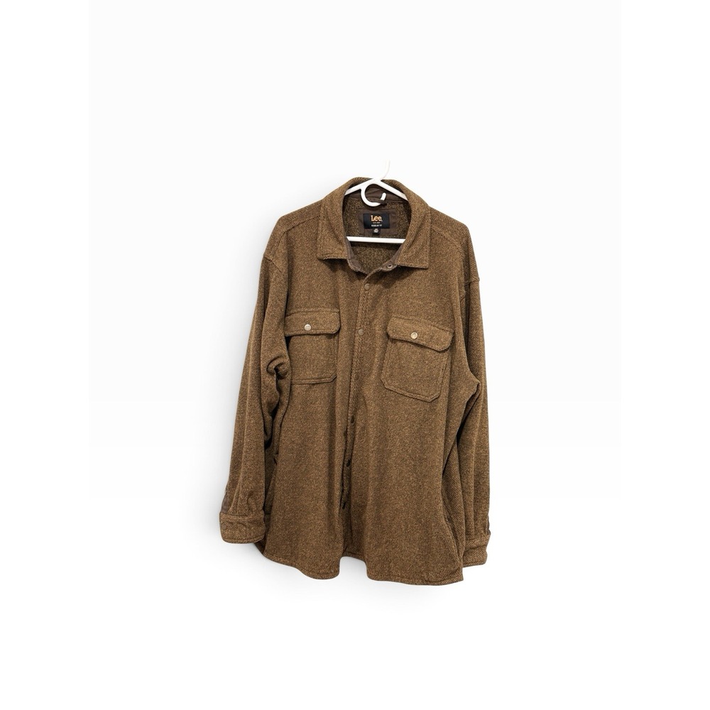 Brown Textured Snap Front Shirt Jacket XXL Rugged Gorp Granola